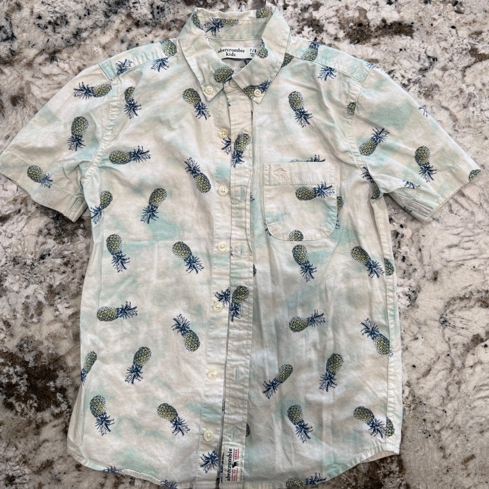 Abercrombie Kids Pineapple Print Shirt - White and Green